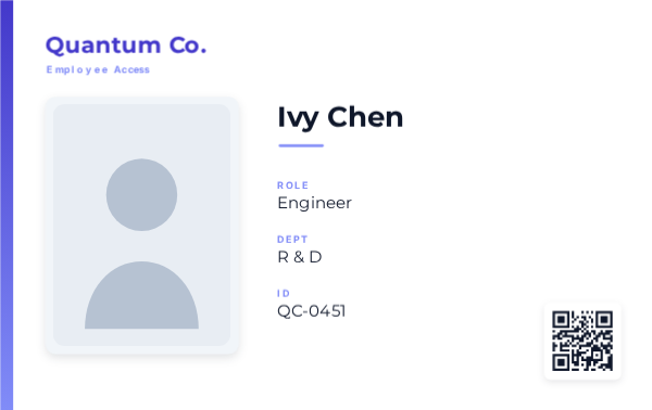 Access Card — Landscape Indigo, editable employee & staff badge template