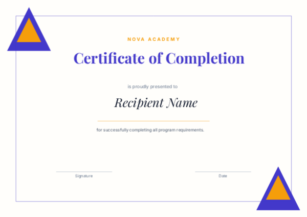 Certificate — Geometric, editable certificate template