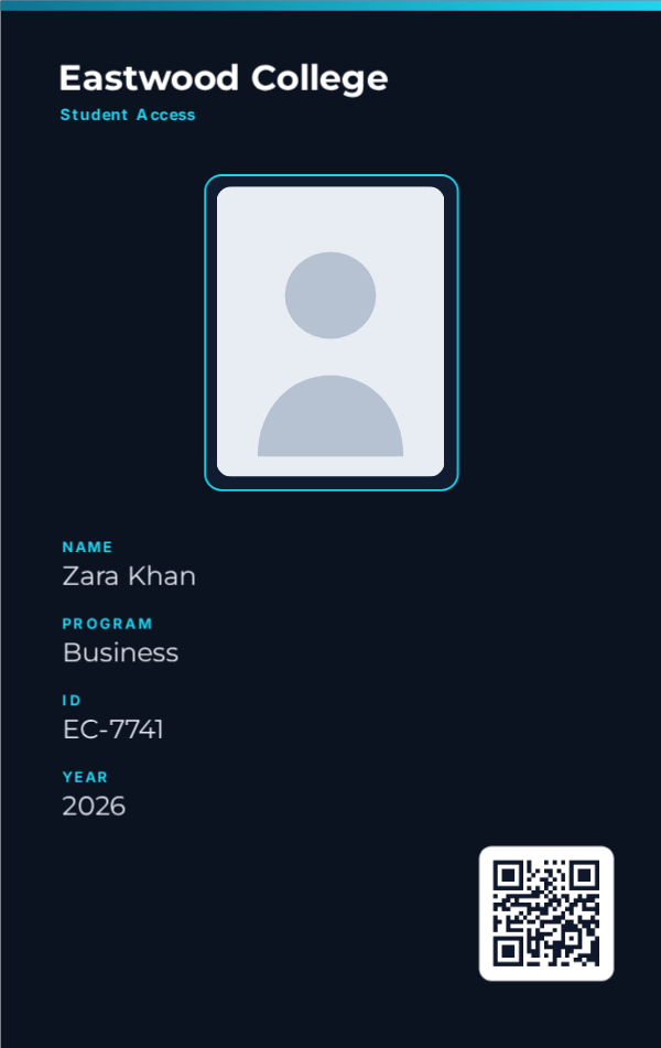 College ID — Teal, editable school & student id template