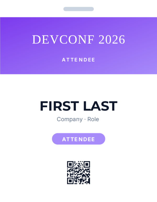 Conference Badge — Purple Gradient, editable event & conference badge template