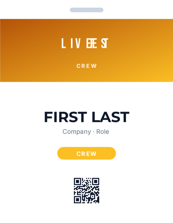 Crew Badge — Orange, editable event & conference badge template