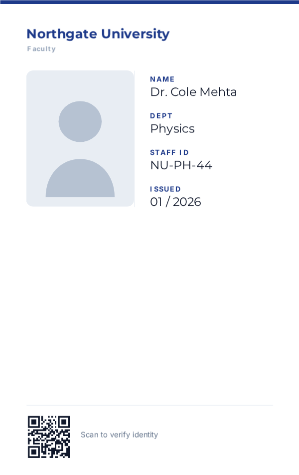 Faculty ID — Navy, editable school & student id template