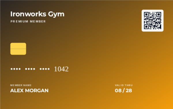 Gym Membership — Charcoal, editable membership & loyalty card template