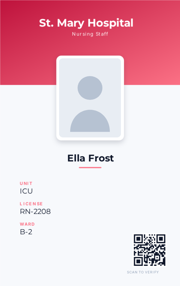 Nurse ID — Rose, editable hospital & clinic id template