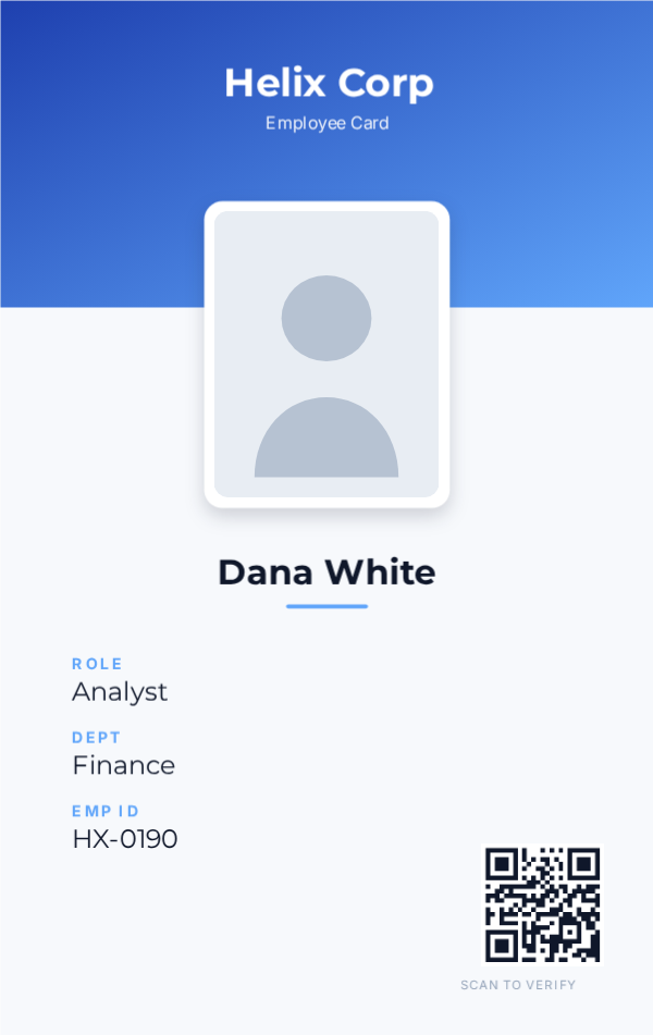 Staff Badge — Royal Blue, editable employee & staff badge template