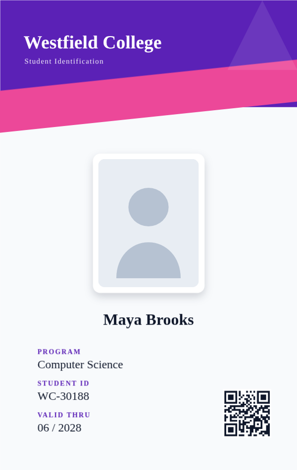 Student ID — Diagonal, editable school & student id template