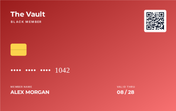 VIP Club — Crimson, editable membership & loyalty card template
