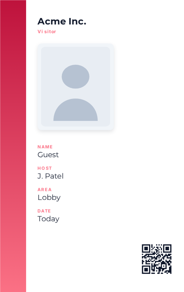Visitor Pass — Rose, editable employee & staff badge template